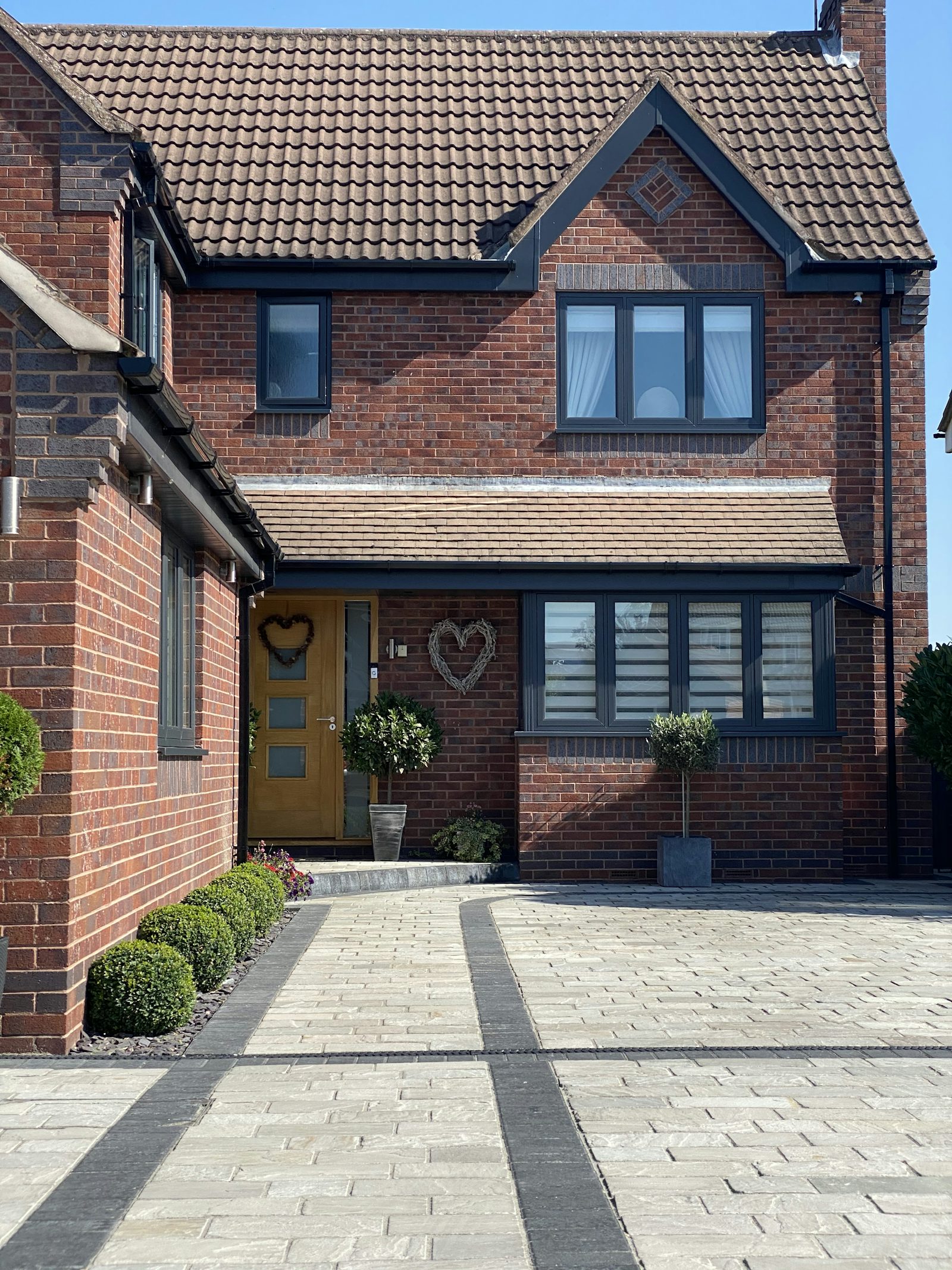 Detached British brick house with a newly completed block paved driveway